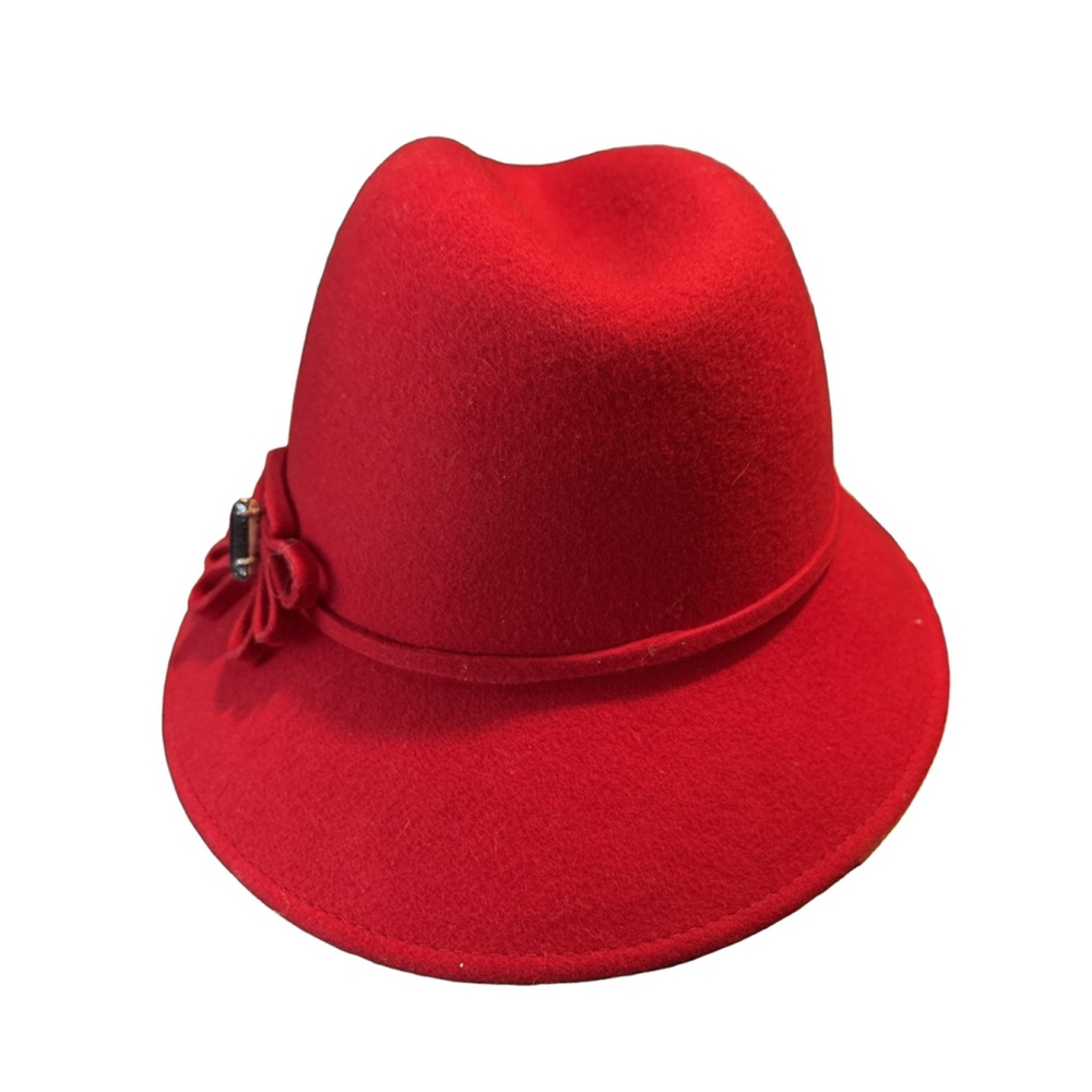Women's Giovannio Red Wool Cloche Hat One Size